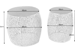 2er Set filigraner Design Couchtisch ABSTRACT LEAF antik silber Handarbeit rund