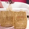 2er Set Filigraner Design Couchtisch ABSTRACT LEAF gold Handarbeit Metall rund