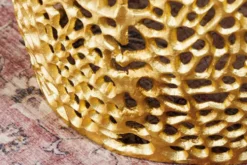2er Set Filigraner Design Couchtisch ABSTRACT LEAF gold Akazienholz Handarbeit Metall rund
