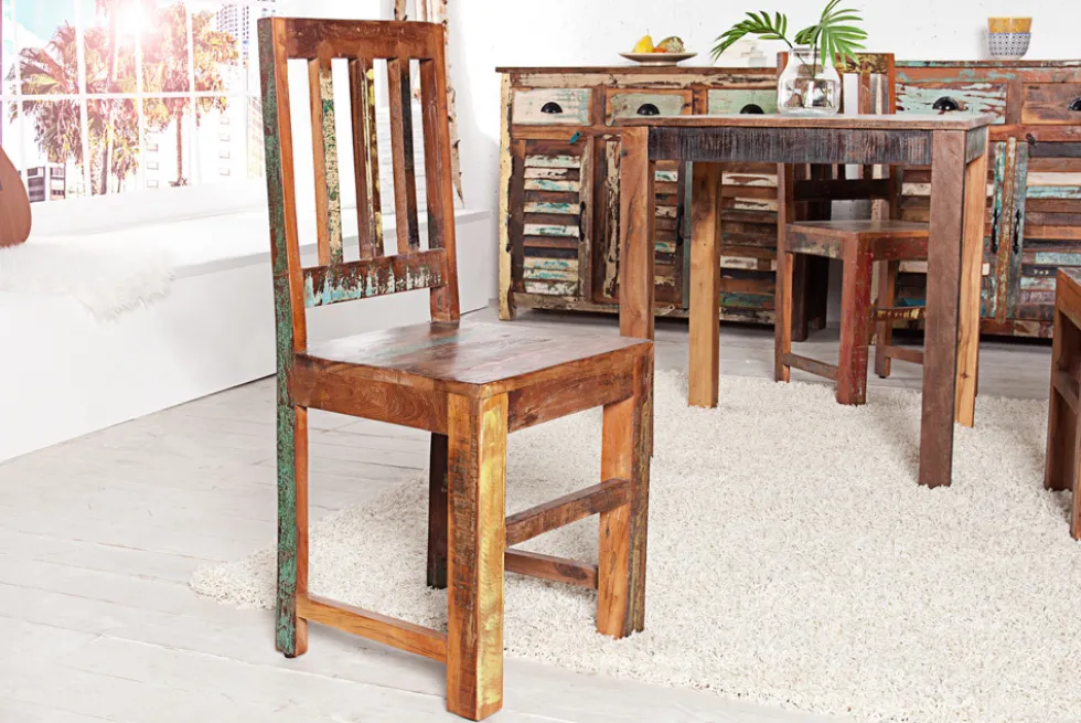 2er Set Massiver Holz Stuhl JAKARTA aus recycelten Fischerbooten