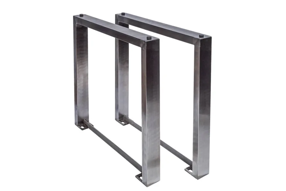 2er Set Tischgestell U-FRAME 80cm Edelstahl gebürstet matt Tischbeine Kufe Esstisch
