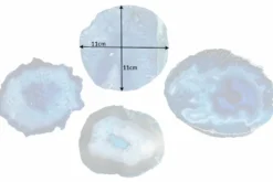 4er Set Untersetzer für Gläser COASTER 10cm blau Edelstein Achat Quarz handmade