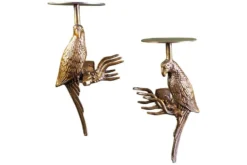 2er Set Wandgarderobe WILDLIFE BIRDS 45cm gold Metall Hammerschlag Design handmade