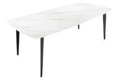 Esstisch MILANO 180cm weiß Marmor Keramik schwarzes Metallgestell