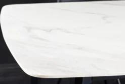 Esstisch MILANO 180cm weiß Marmor Keramik schwarzes Metallgestell