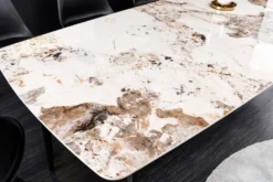 Esstisch MILANO 160cm weiß Pandora Keramik schwarzes Metallgestell