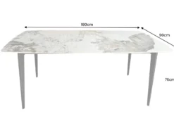 Esstisch MILANO 180cm weiß Pandora Keramik schwarzes Metallgestell