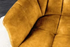Esszimmer Sitzbank PAPILLON 165cm senfgelb Samt mit Lehnen schwarzes Metallgestell