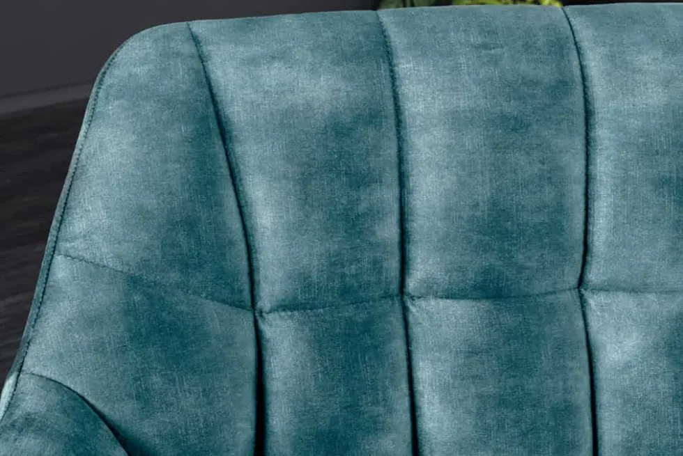 Esszimmer Sitzbank PAPILLON 165cm petrol Samt mit Lehnen schwarzes Metallgestell