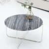 Exklusiver Couchtisch NOBLE 65cm grau echter Marmor rund silber Metall