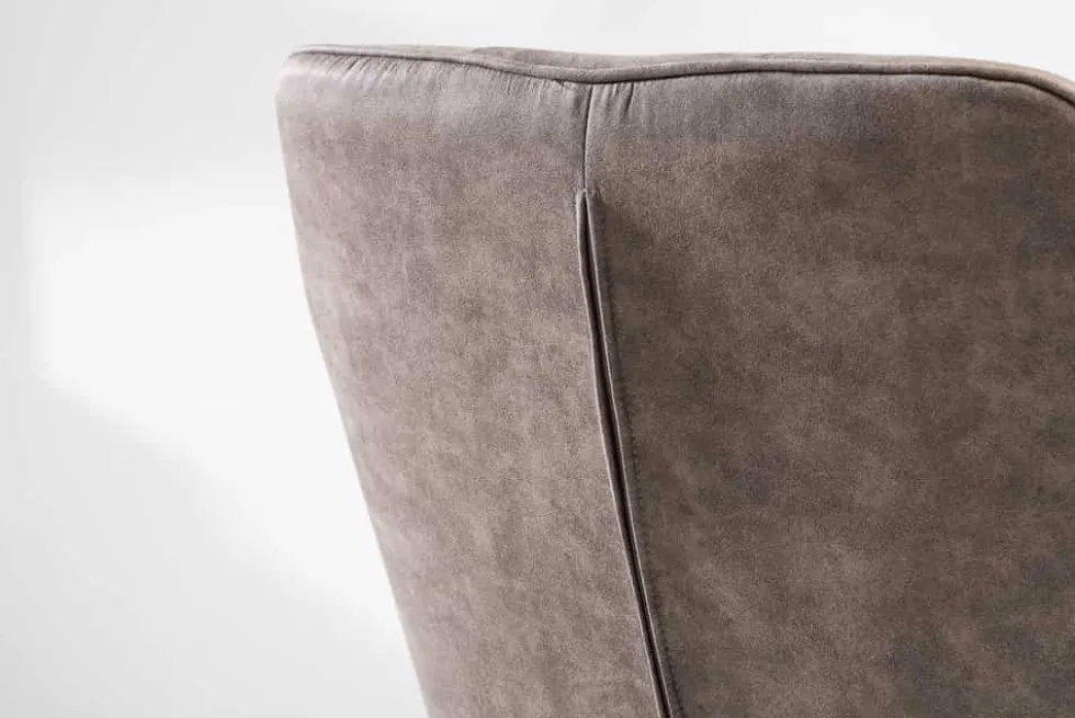 Exklusiver Design Stuhl LOFT Microfaser vintage taupe mit Armlehne