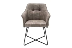 Exklusiver Design Stuhl LOFT Microfaser vintage taupe mit Armlehne