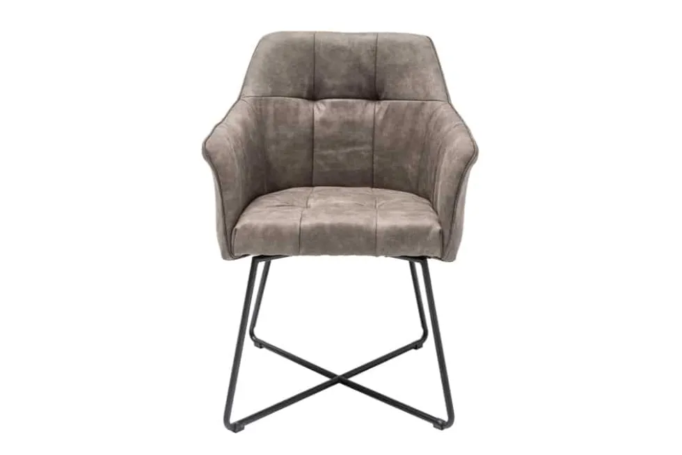 Exklusiver Design Stuhl LOFT Microfaser vintage taupe mit Armlehne