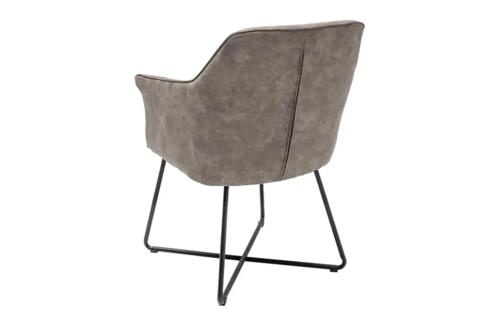 Exklusiver Design Stuhl LOFT Microfaser vintage taupe mit Armlehne