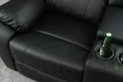 Exklusiver 2er Kinosessel HOLLYWOOD 190cm schwarz mit Liegefunktion und Getränkehalter