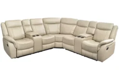 Exklusiver 5er Kinosessel HOLLYWOOD beige Ecksofa Getränkehalter Stauraum