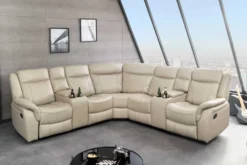 Exklusiver 5er Kinosessel HOLLYWOOD beige Ecksofa Getränkehalter Stauraum