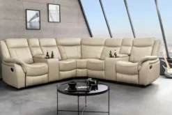 Exklusiver 5er Kinosessel HOLLYWOOD beige Ecksofa Getränkehalter Stauraum