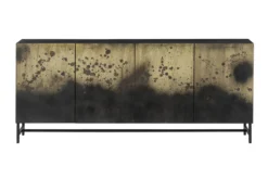 Exklusives Sideboard OXID 180cm schwarz gold massives Mangoholz Metall Soft Close