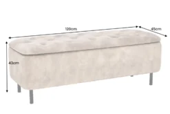 Extravagante Polsterbank EN VOGUE 120cm beige Samt mit Stauraum schwarze Metallbeine