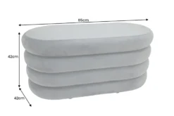Extravagante Polsterbank VOGUE 85cm grau Samt Sitzbank mit Stauraum