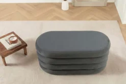 Extravagante Polsterbank VOGUE 85cm grau Samt Sitzbank mit Stauraum