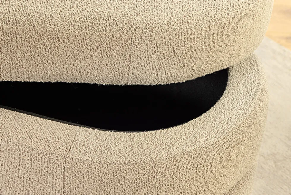 Extravagante Polsterbank VOGUE 115cm taupe Bouclé Sitzbank mit Stauraum