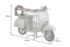 Extravaganter Bartisch SCOOTER 180cm salbei Retro-Konsole Motorroller Mangoholz Upcycling