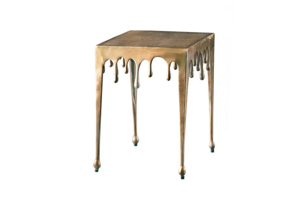 Extravaganter Beistelltisch LIQUID LINE S 34cm gold Tropfen-Design