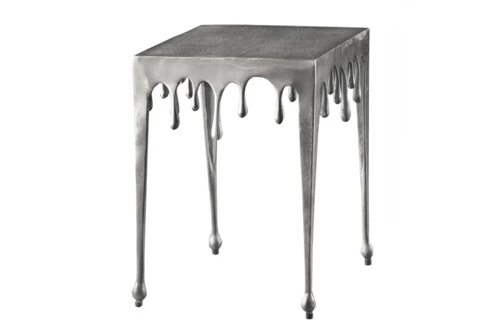 Extravaganter Beistelltisch LIQUID LINE S 34cm silber Tropfen-Design