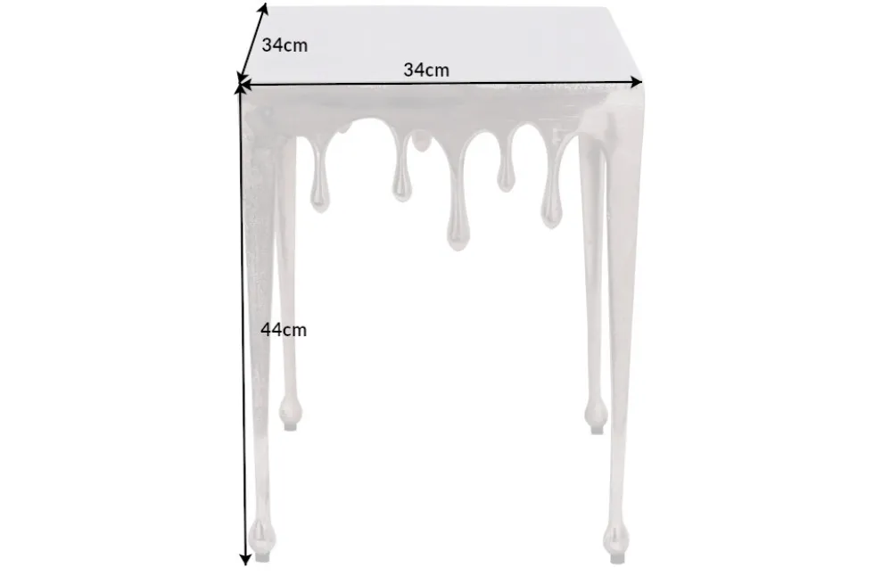 Extravaganter Beistelltisch LIQUID LINE S 34cm silber Tropfen-Design