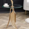 Extravaganter Beistelltisch FEATHER 65cm gold Glasplatte handmade rund