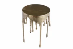 Extravaganter Beistelltisch LIQUID LINE 50cm gold Tropfen-Design Metall Aluminium rund