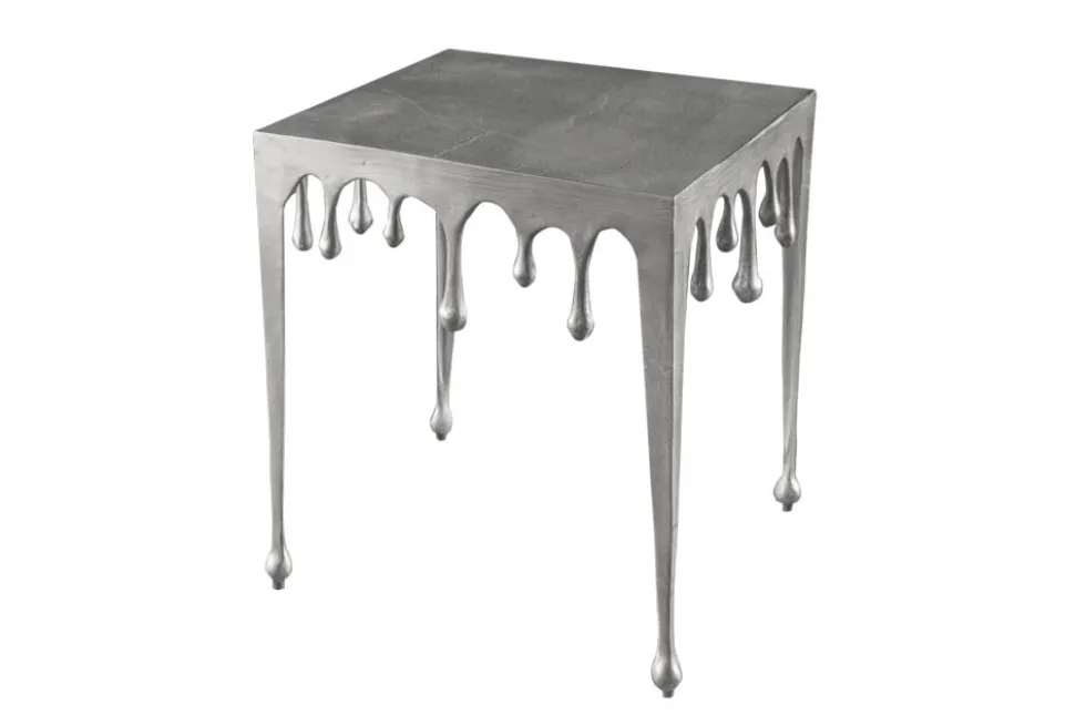 Extravaganter Couchtisch LIQUID LINE L 46cm silber Tropfen-Design
