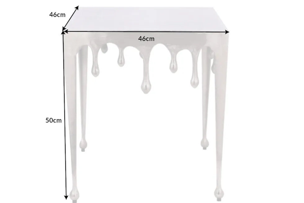 Extravaganter Couchtisch LIQUID LINE L 46cm silber Tropfen-Design
