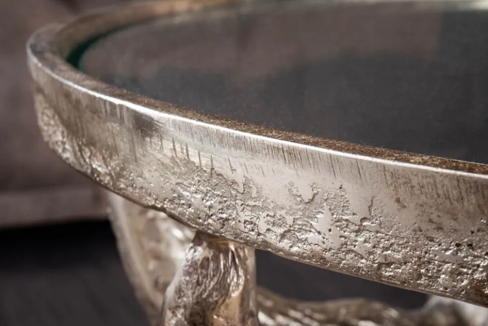 Extravaganter Couchtisch MATADOR 56cm bronze Stierkopf mit Glasplatte