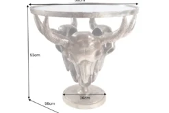Extravaganter Couchtisch MATADOR 56cm bronze Stierkopf mit Glasplatte