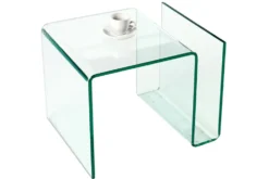 Extravaganter Glas Couchtisch FANTOME 50cm Beistelltisch mit Ablage für Magazine transparent