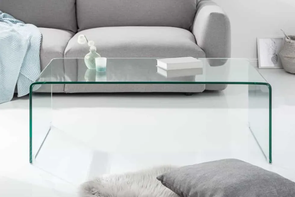 Extravaganter Glas Couchtisch FANTOME 110cm transparent