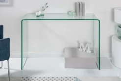 Extravaganter Glas Konsolentisch FANTOME 100cm transparent Schreibtisch Ganzglastisch