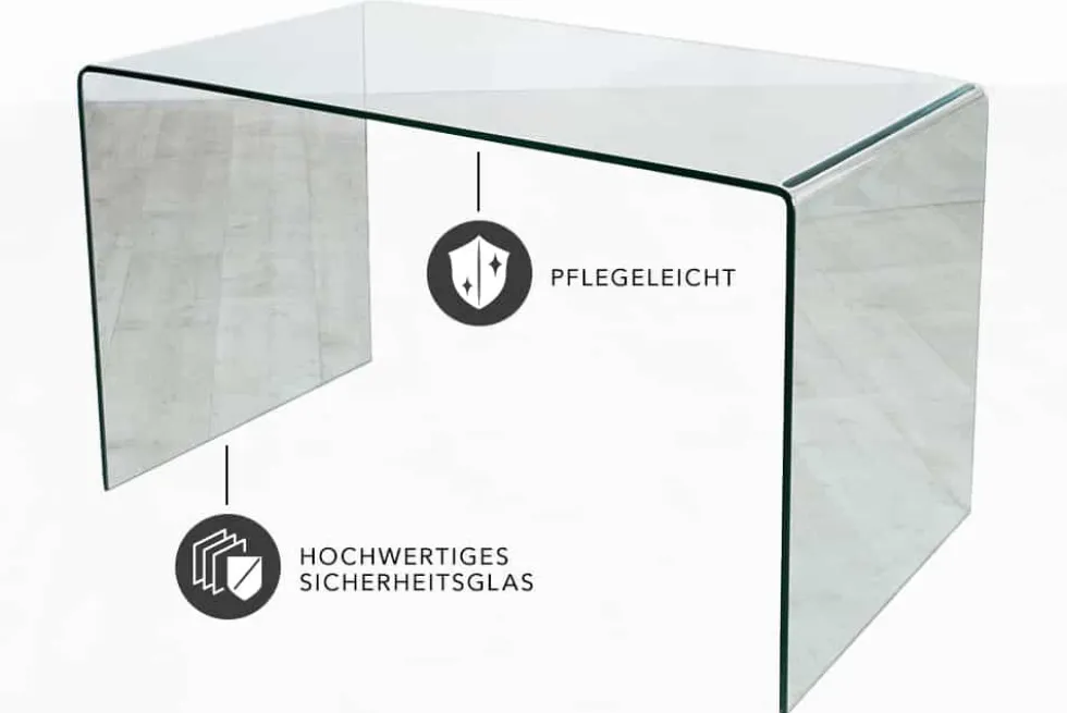 Extravaganter Glas Schreibtisch FANTOME 120cm transparent Esstisch Ganzglastisch