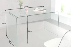 Extravaganter Glas Schreibtisch FANTOME 120cm transparent Esstisch Ganzglastisch