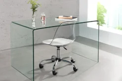 Extravaganter Glas Schreibtisch FANTOME 120cm transparent Esstisch Ganzglastisch
