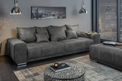 Extravaganter Hocker ELEGANCIA 110cm grau mit Ziersteppung
