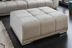 Extravaganter Hocker ELEGANCIA 110cm champagner beige Vogue Velours Samt Ziersteppung