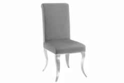 Extravaganter Stuhl MODERN BAROCK DELUXE grau Samt mit silbernen Edelstahlbeinen
