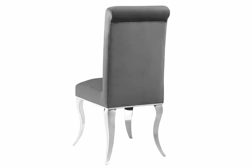 Extravaganter Stuhl MODERN BAROCK DELUXE grau Samt mit silbernen Edelstahlbeinen