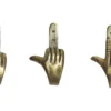 Extravagantes 3er Set Kleiderhaken FINGERS messing Metall-Aluminium Wandgarderobe
