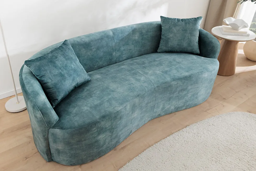 Extravagantes Sofa ELEMENTAL 180cm petrol Samt 2-Sitzer Couch mit Federkern