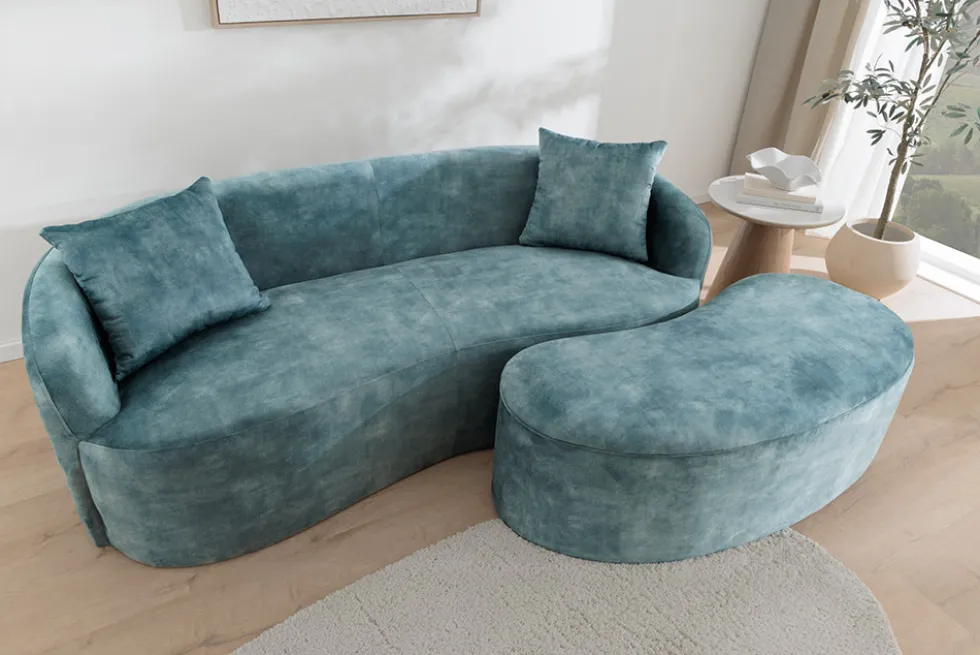 Extravagantes Sofa ELEMENTAL 180cm petrol Samt 2-Sitzer Couch mit Federkern